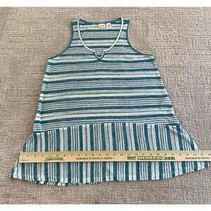 Canyon River Blues Women White/Blue Linen Stripe Sleeveless Mini Dress Size M